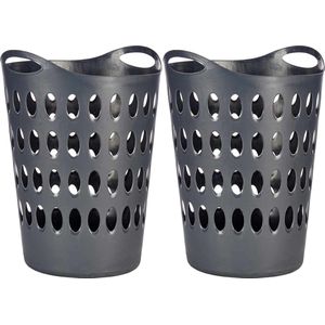 Arte r Wasmanden - 2 stuks - kunststof - flexibele - antraciet grijs - 50 liter - 56 x 44 cm