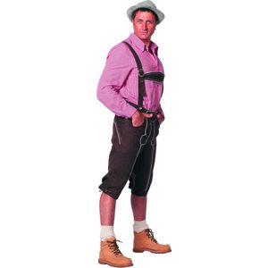 Wilbers & Wilbers - Boeren Tirol & Oktoberfest Kostuum - Derk De Perk Tirolerhose De Luxe Man - Bruin - Maat 60 - Bierfeest - Verkleedkleding