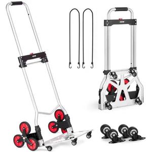 Steekwagen - Steekkar - Traploper - Transportwagen - Opvouwbare - 260lbs Draagvermogen - Telescopisch Handvat & 2 Elastische Touwen – Voor Magazijn en Verhuizingen
