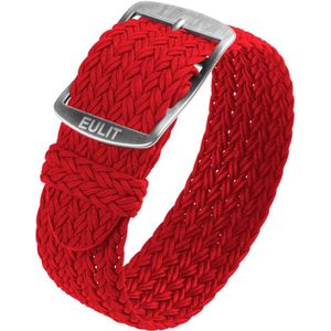 EULIT horlogeband - perlon - 22 mm - rood - metalen gesp