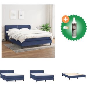 vidaXL Boxspring met matras stof blauw 140x190 cm - Bed - Inclusief Reiniger