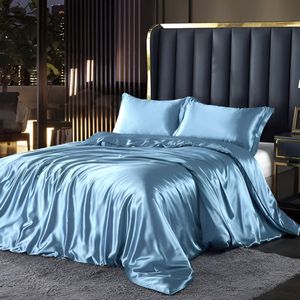 Beddengoed Laken Dekbedovertrek Voorzien Van Volledige Spreien Sets Dubbelzijdige Vierdelige Set Satijnen Zomer Slaapkamer Beddengoed Moonlight Blue