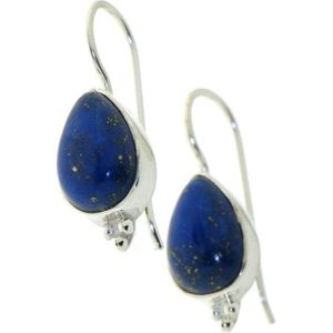 SilverGems Zilveren oorhangers met druppelvormige Lapis Lazuli edelstenen