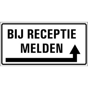 Bij receptie melden rechts sticker 200 x 100 mm