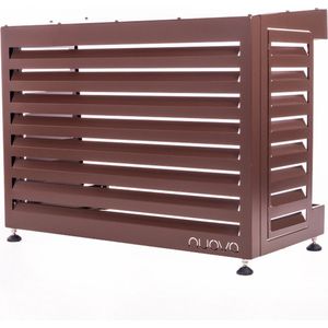 NUOVA - airco & warmtepomp buitenunit omkasting PRO - 100 x 75 x 50cm - bruin - aluminium - 5 jaar garantie - met onderhoudsvriendelijke servicedeur - airco ombouw - buitenunit cover - airco bescherming