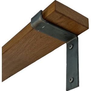 GoudmetHout Massief Eiken Wandplank - 50x10 cm - Donker eiken - Industriële plankdragers L-vorm zonder coating - Staal - Wandplank hout
