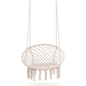 Viking Choice Hangstoel - Ø 60 cm - Beige Geknoopt Touw - Indoor & Outdoor