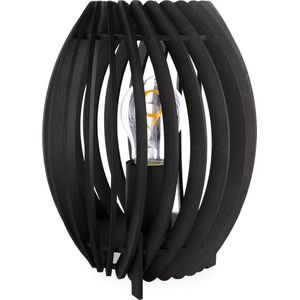 Groenovatie Houten Tafellamp - E27 Fitting - Met Aan/Uit Knop - ⌀ 215 x 250 mm - Zwart