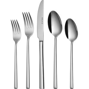 Sola Luxor Bestekset 6 Persoons - 24 delig RVS Bestek Set - Zilverwit Edelstaal 18/10 - Vaatwasserbestendig - Zilver