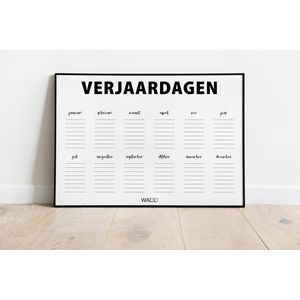 Poster Verjaardagskalender - 30x40 cm Met Fotolijst - Kalender Poster - WALLLL