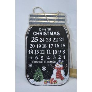 Countryfield - kerst - kerstkalender - adventskalender - kalender - sneeuwpop - 40 x 24 cm -metaal & hout