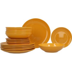 4goodz Porseleinen Servies 6 persoons 18-delig - glimmend Geel