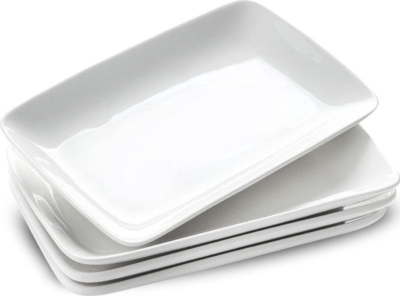 Rechthoekige Serveerborden - 4-delige serveerschalen voor Antipasti Sushi - Wit - Voorgerecht Dessert - Stapelbaar - 228 x 152 cm.