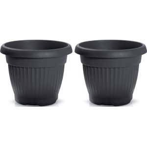 Prosperplast Plantenpot/Bloempot Roma Garden - 2x - Buiten/Binnen - Kunststof - Antraciet