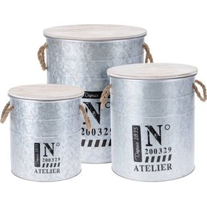 H&S - Collection - 3-delige - Opbergboxenset - met - touw - zink