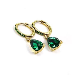 Oorbellen Emerald Green Stones Goud | 18 karaat gouden plating | Staal - 2,8 cm | Buddha Ibiza