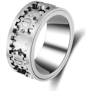Anxiety Ring - (Schakels) - Stress Ring - Fidget Ring - Draaibare Ring - Spinning Ring - Spinner Ring - Zilverkleurig RVS - (17.25 mm / maat 54)