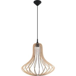 Trend24 Elza Hout Hanglamp - E27 - Natuurlijk Hout / Zwart