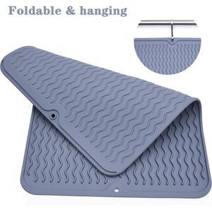 Afdruipmat van siliconen servies droogmat, hittebestendig en antislip siliconen mat, afdruipmat voor keuken (blauw, 40 x 30 cm)