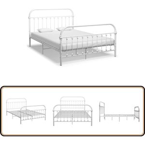 vidaXL Bedframe - Metaal - 140x200 cm - Wit Metalen Bed Frame - Tweepersoons Bed - Wit Bed - Bed Kopen - Slaapcomfort