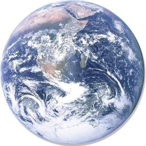 Groot decoratie bord aarde/globe 66 cm - Ronde wanddecoratie/muurdecoratie - Aardbol/wereldbol fotoprint