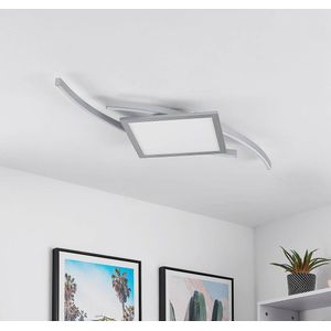 Lucande - LED plafondlamp- met dimmer - ijzer, aluminium, kunststof - H: 5.5 cm - zilver