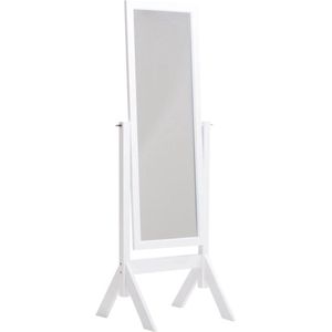 Staande Spiegel Agatha Deluxe - Wit - 153x58x50cm - Klassiek Design - Veelzijdig - Decoratieve Spiegel