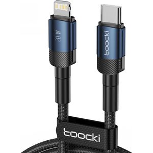 Toocki Oplaadkabel 'Fast Charging' - USB-C naar Lightning - 20W 3A Snellader - Power Delivery - 1 Meter - voor Apple iPhone 8/X/XS/XR/11/12/13/14/SE, iPad, AirPods, Watch - Tot 3 Keer Sneller - Snoer van gevlochten Nylon - Apple Carplay - BLAUW
