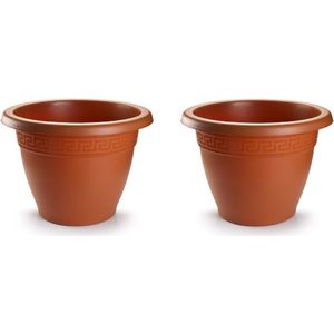 2x stuks bloempotten terra cotta rond diameter 45 cm - Bloemen/plantenbak/plantenpotten van kunststof