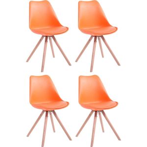 Eetkamerstoelen modern - Oranje - Zithoogte 48cm - Kuipstoel - Woonkamerstoelen - Bezoekersstoel - Keukenstoelen - Set van 4