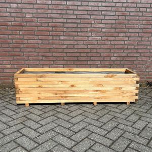 AMISHOUT - Plantenbak van balkjes 150x40x40 - naturel | bloembak buiten