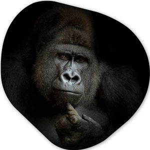 Gorilla - Aap - Dieren - Zwart wit - Asymmetrische spiegel vorm op kunststof