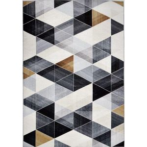 Vercai Rugs Fenix Collectie - Laagpolig Vloerkleed - Modern Tapijt met Vintage Ontwerp - Chenille - Zwart - 80x150 cm