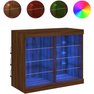 vidaXL Dressoir met LED-verlichting 81x37x67 cm bruin eikenkleur