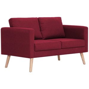 vidaXL Tweezitsbank - Wijnrood - Comfortabele Stof Tweezitsbank - Stoffen Bank - Lounge Bank - Salontafel - Woonkamer Meubilair