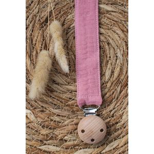 Speenkoord - katoen - Roze kleur - houten knop - fopspeen - accessoires baby - speenketting - baby - kraamcadeau - stof - speenkoord jongen - speenkoord meisje - speenkoord katoen