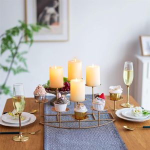 Pijler Kaarshouders Schoorsteenkandelaar Met 9 Kandelaars, Gouden Metalen Kaarshouder voor Pijler voor Kerst Bruiloft Tafel Middelpunt Kandelaars voor Open Haard Decoratie