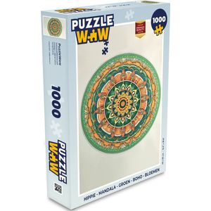 Puzzel Hippie - Mandala - Groen - Boho - Bloemen - Legpuzzel - Puzzel 1000 stukjes volwassenen