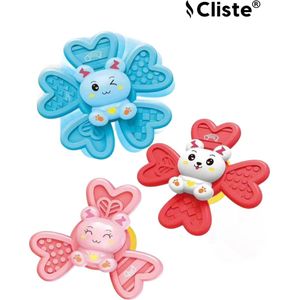 Cliste XL Fidget Toys - Zuignap Spinner Speelgoed - Teddy Kitty en Kikker Fidget spinner - 3 stuks - Sensorisch Speelgoed - Baby - Badspeelgoed - Speelgoed - Badspinner - NIEUW - Kinderen!
