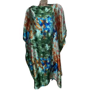 Kaftan -Tuniek - Jurk - Satijn van Viscose - Zijde Onesize 38-48 groen