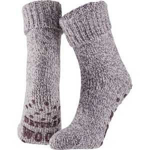 Apollo | Wollen sokken dames | Huisokken dames | Fashion Paars | Maat 35/38 | Huissok met anti slip | Fluffy sokken | Slofsokken | Warme sokken | Winter sokken