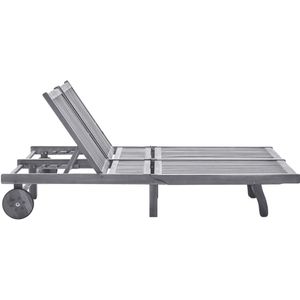 vidaXL Ligbed - Ligstoel - Ligbedden - Ligstoelen - Ligbed 2-persoons met kussens massief acaciahout grijs