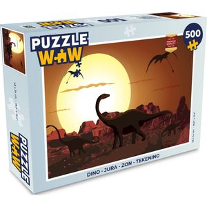 Puzzel Dino - Jura - Zon - Tekening - Kinderen - Jongens - Kids - Legpuzzel - Puzzel 500 stukjes