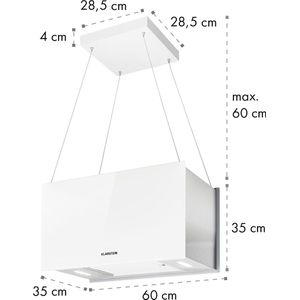 Klarstein Kronleuchter L Eilandafzuigkap - 60cm Breed - Afvoer: 590M³/H - LED-Verlichting - Touch Bediening - Wit