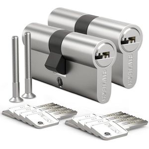 Euro Messing Cilinder 60mm Sleutel-Key Barrel Lock Met 10 Horizontale Messing Sleutels 30-30 mm Anti-picking Anti-Drilling Anti-Bumping Satin Nickel