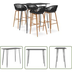 vidaXL Barstoel - Bartafel - 5-delige Barset zwart - Barset - Loungehoek - Eetkamer