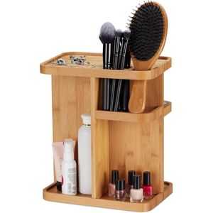 Bamboe draaibare make-up organizer - 31 x 255 x 18 cm - voor badkamer en kaptafel - natuurlijke kleur