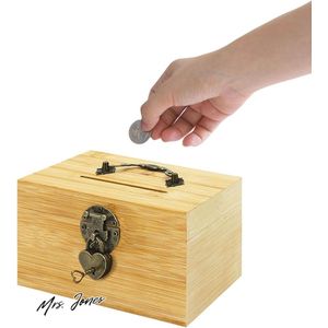 Mrs. Jones Spaarpot voor kinderen schatkist houten spaarvarken met slot spaarpot met sleutel voor volwassenen en kinderen spaarbank cadeau - kinderen - volwassenen .