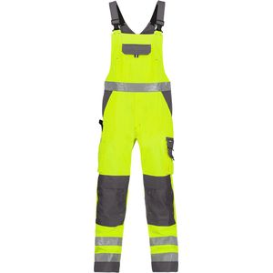 DASSY® Toulouse Hogezichtbaarheidsbretelbroek met kniezakken - maat 52 - FLUOGEEL/CEMENTGRIJS