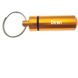 Sleutelhanger - Pillenkoker - Met Naam - Dewi - Medicatie - Identiteitskoker - Goud